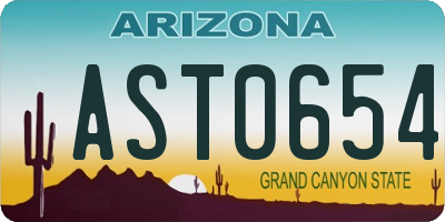 AZ license plate AST0654