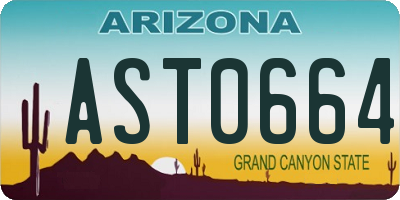 AZ license plate AST0664