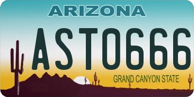 AZ license plate AST0666