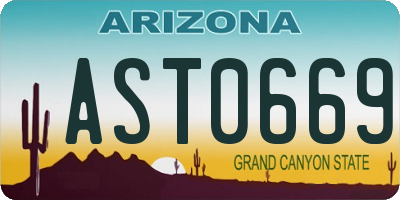AZ license plate AST0669