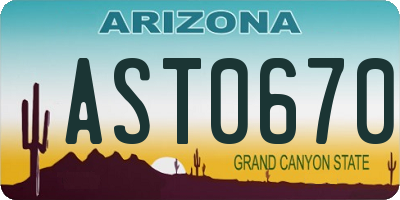 AZ license plate AST0670