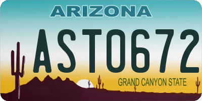AZ license plate AST0672