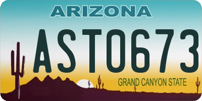 AZ license plate AST0673