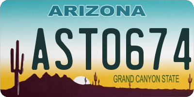 AZ license plate AST0674