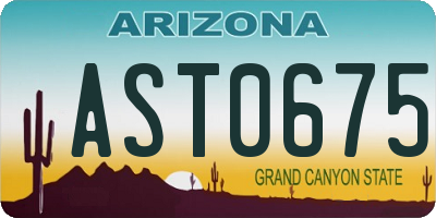 AZ license plate AST0675