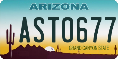 AZ license plate AST0677