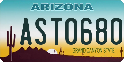 AZ license plate AST0680