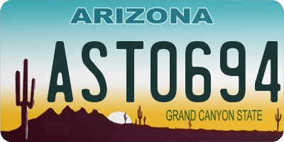 AZ license plate AST0694