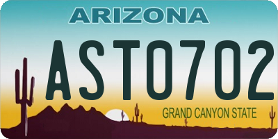 AZ license plate AST0702