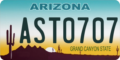 AZ license plate AST0707
