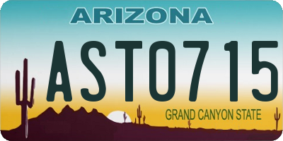 AZ license plate AST0715