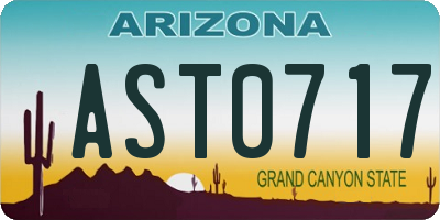 AZ license plate AST0717