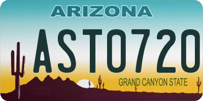 AZ license plate AST0720