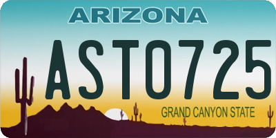 AZ license plate AST0725