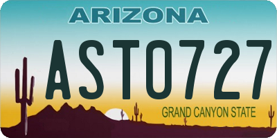 AZ license plate AST0727