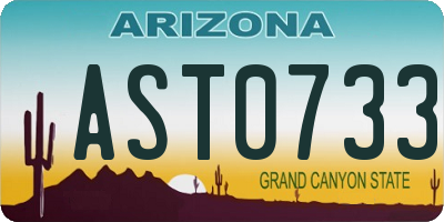 AZ license plate AST0733