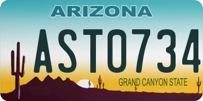 AZ license plate AST0734