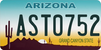 AZ license plate AST0752