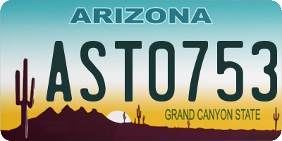 AZ license plate AST0753