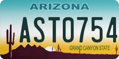 AZ license plate AST0754