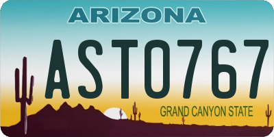 AZ license plate AST0767