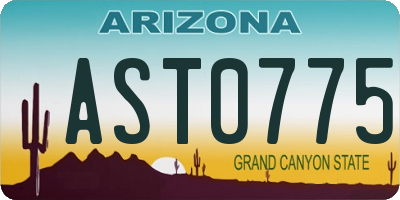 AZ license plate AST0775