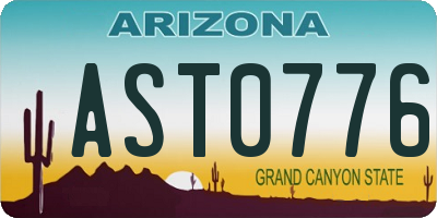 AZ license plate AST0776