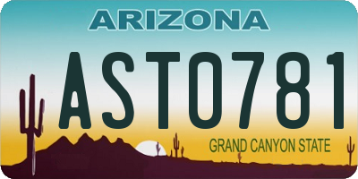 AZ license plate AST0781