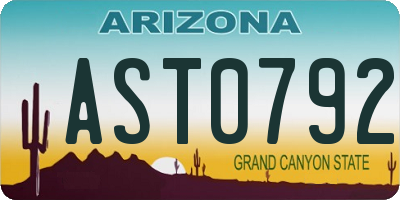 AZ license plate AST0792