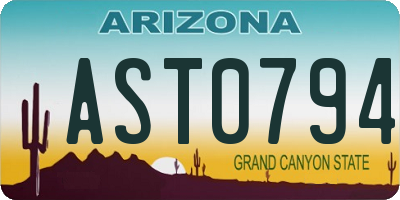 AZ license plate AST0794