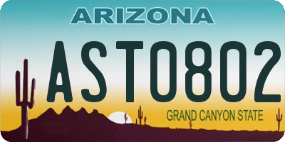 AZ license plate AST0802
