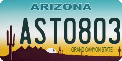 AZ license plate AST0803