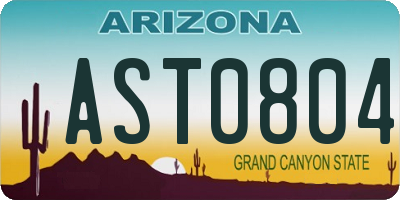 AZ license plate AST0804