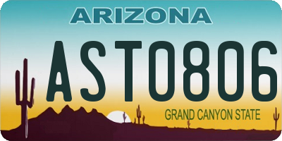 AZ license plate AST0806