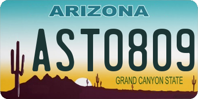 AZ license plate AST0809
