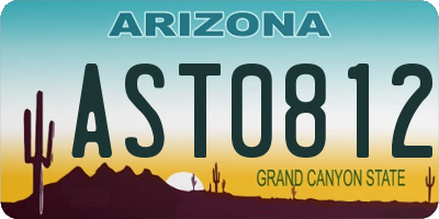 AZ license plate AST0812