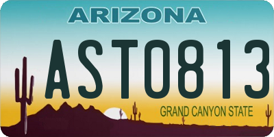 AZ license plate AST0813