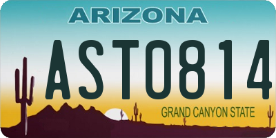 AZ license plate AST0814