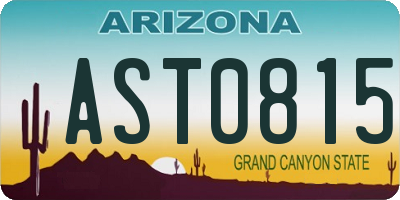 AZ license plate AST0815