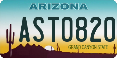 AZ license plate AST0820