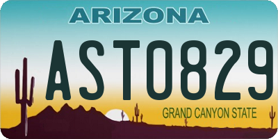 AZ license plate AST0829