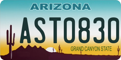 AZ license plate AST0830