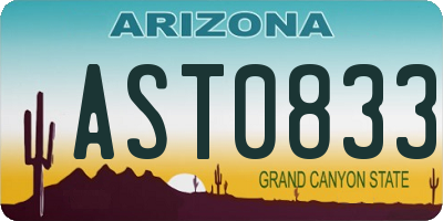 AZ license plate AST0833
