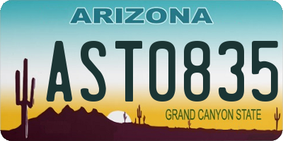 AZ license plate AST0835