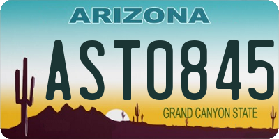 AZ license plate AST0845