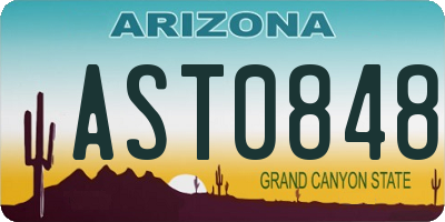 AZ license plate AST0848