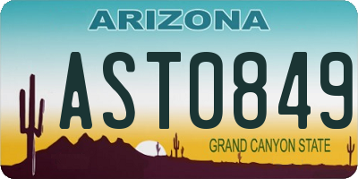 AZ license plate AST0849