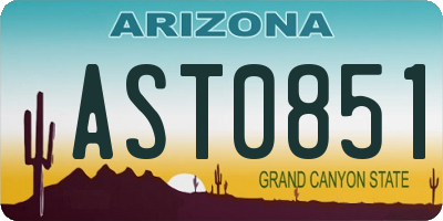 AZ license plate AST0851