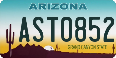 AZ license plate AST0852