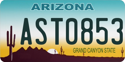 AZ license plate AST0853